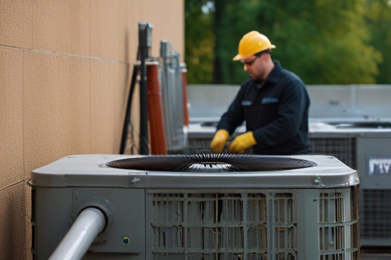 technician repairs HVAC